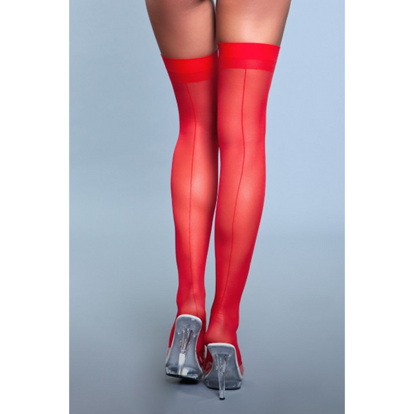 Be Wicked Favorite Day Thigh Highs in red with a seam detail running up the back