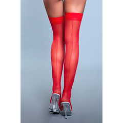 Be Wicked Favorite Day Thigh Highs in red with a seam detail running up the back