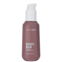 Berry Noir Hair and Body Mist showing white pump dispenser top on mauve frosted bottle