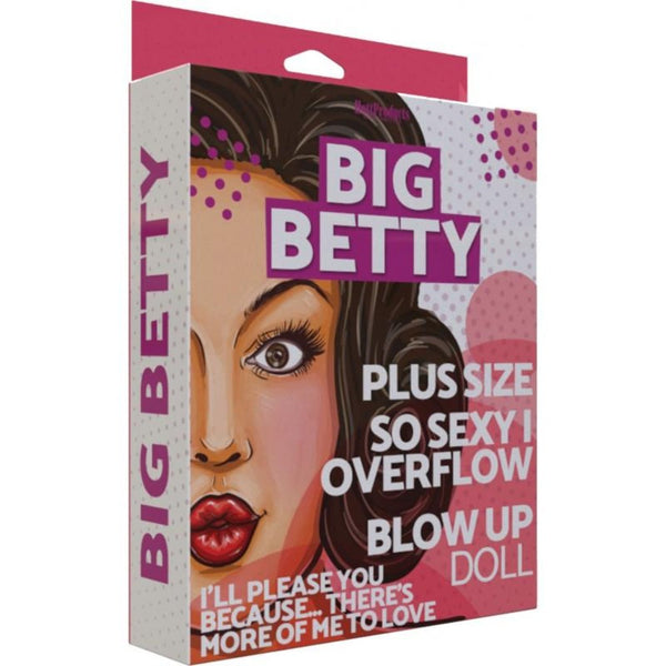 Big Betty plus-size inflatable doll box featuring illustrated artwork on pink and white packaging