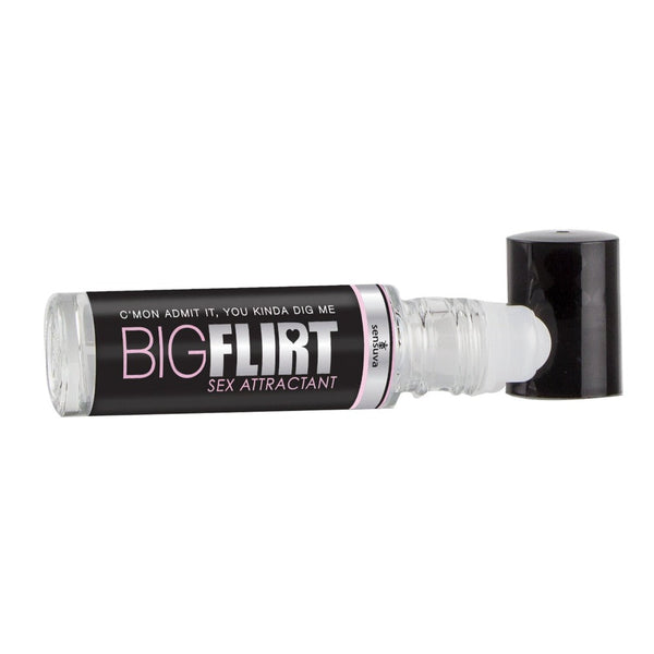 Big Flirt Pheromone Roll-On by Sensuva with clear roller ball tip and black cap