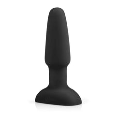 Black b-Vibe Rimming Plug 2 upright, smooth tapered silicone body with flared base