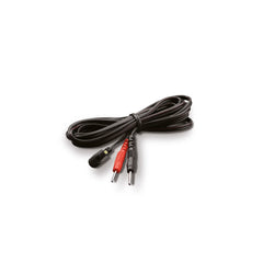 Black electrode lead cable with red and black banana plug connectors for eStim device compatibility