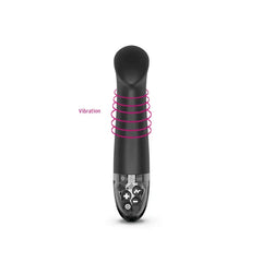 Black eStim vibrator with pink rings illustrating vibration zone along the shaft
