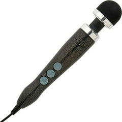Close-up of black glitter body and teal buttons on the Die Cast 3 corded wand massager