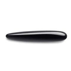 Black obsidian Crystal Slim Wand shown flat, highlighting high-gloss smooth stone surface