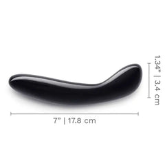 Black obsidian G Wand with dimensions shown: 7 inches long and 1.34 inches wide