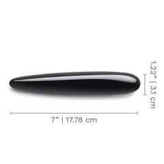 Black obsidian slim wand with dimension labels: 7 inches long and 1.22 inches wide