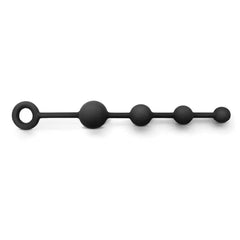 Black silicone anal beads with graduated sphere sizing and loop retrieval handle