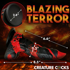 Blazing Terror size diagram showing 8.5 inch total length and 2.2 inch diameter with suction base