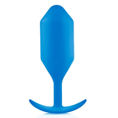 Blue b-Vibe Snug Plug 5 large silicone anal plug front view with anchor-style base