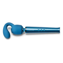 Blue Glider Petite silicone attachment fitted onto Le Wand Petite wand massager