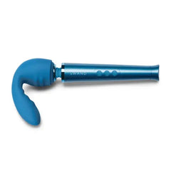 Blue Le Wand Flexi Petite attachment fitted onto matching Petite wand massager