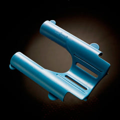 Blue plastic base cradle component of Male Edge extender with dual-channel ergonomic design
