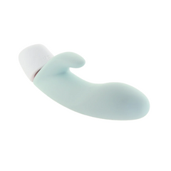 Blue rabbit attachment on Marvelous Four base shown horizontally, displaying curved ergonomic form