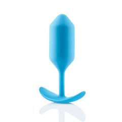Blue silicone Snug Plug 3 with faceted tip and curved anchor base, slight angle view