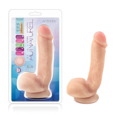 Blush Au Naturel Anthony realistic dildo in beige with suction cup base, shown in packaging
