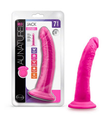 Blush Au Naturel Bold Jack 7-inch pink dildo shown beside retail packaging