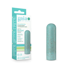 Blush Gaia Eco Rechargeable Bullet Vibrator in aqua speckled bioplastic with box