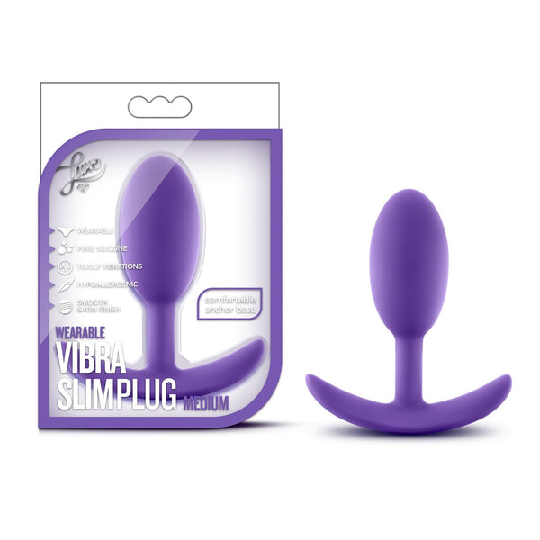 Blush Luxe Wearable Vibra Slim Plug Medium in purple silicone with anchor base