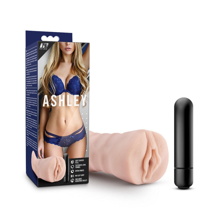 Blush M for Men Ashley stroker in vanilla with bullet vibrator and retail box