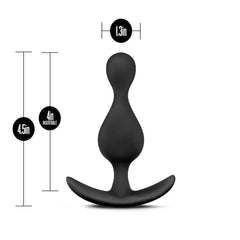Blush Novelties Explore plug with dimension labels showing 4.5in total and 1.3in width