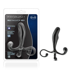 Blush Performance Prostimulator VX1 in black, curved prostate massager with ergonomic base
