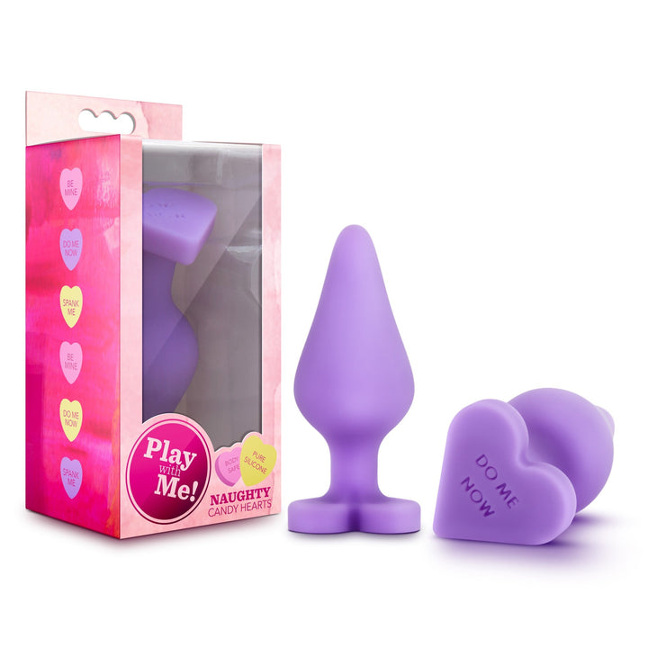 Blush Play With Me Naughty Candy Hearts silicone anal plug with heart base and packaging