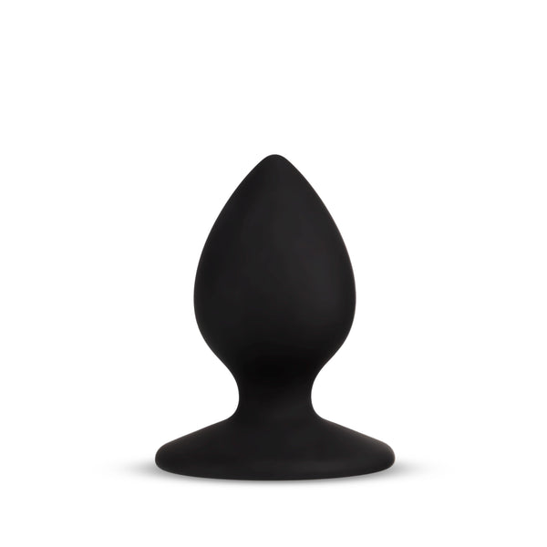 Blush Temptasia Slut Plug in black silicone, tapered tip with flared suction base