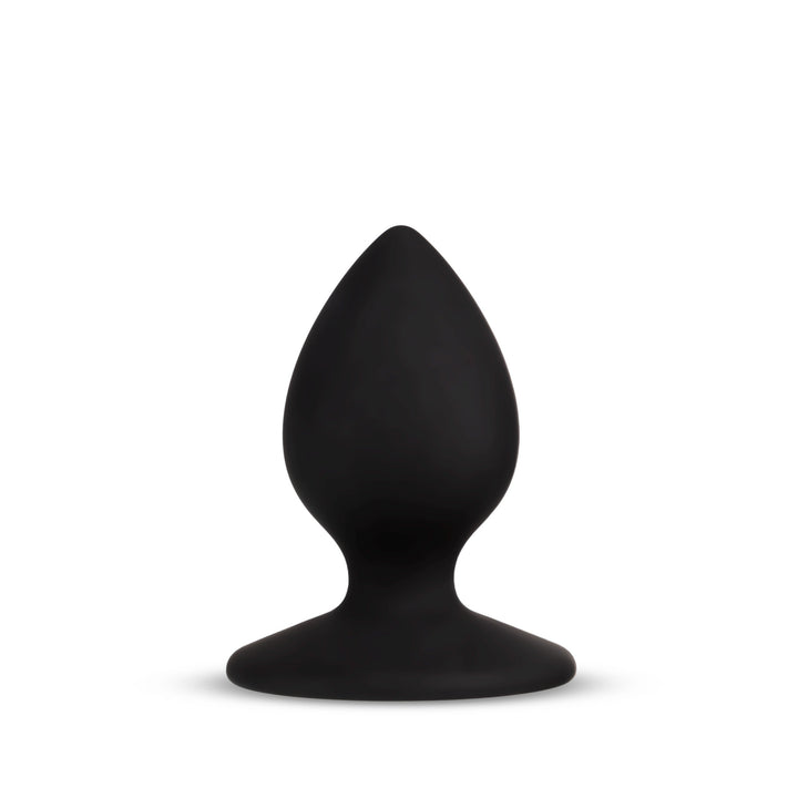 Blush Temptasia Slut Plug in black silicone, tapered tip with flared suction base