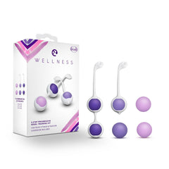 Blush Wellness purple kegel training kit with box, two trainers, and six interchangeable silicone balls