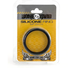 Boneyard Silicone Ring 2-inch 50mm in retail blister packaging, yellow and grey design