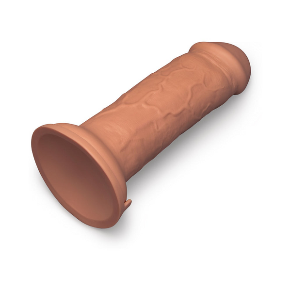 Bottom-up angle of Girth dildo showing wide strong suction cup base detail