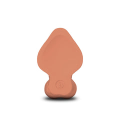 Bottom base view of b-Vibe Slipskin Curvy dildo with flat harness-compatible suction base