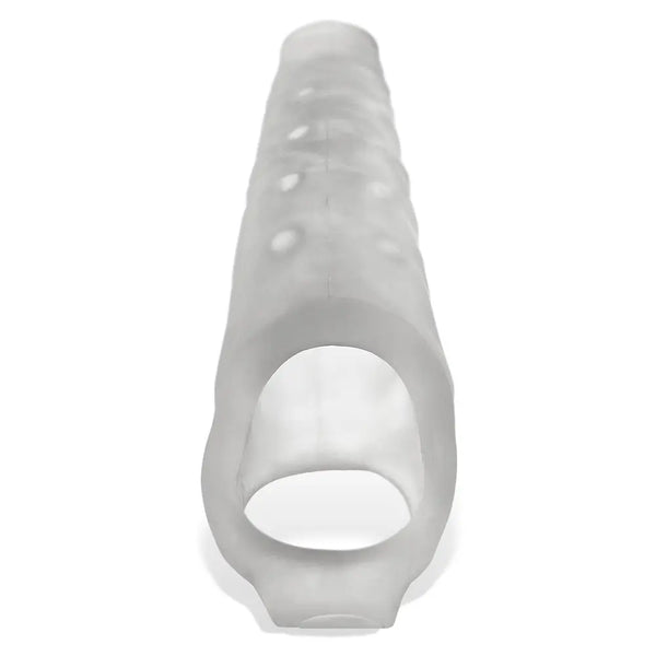 Bottom-facing view of Oxballs Snake sheath displaying open oval base opening clearly