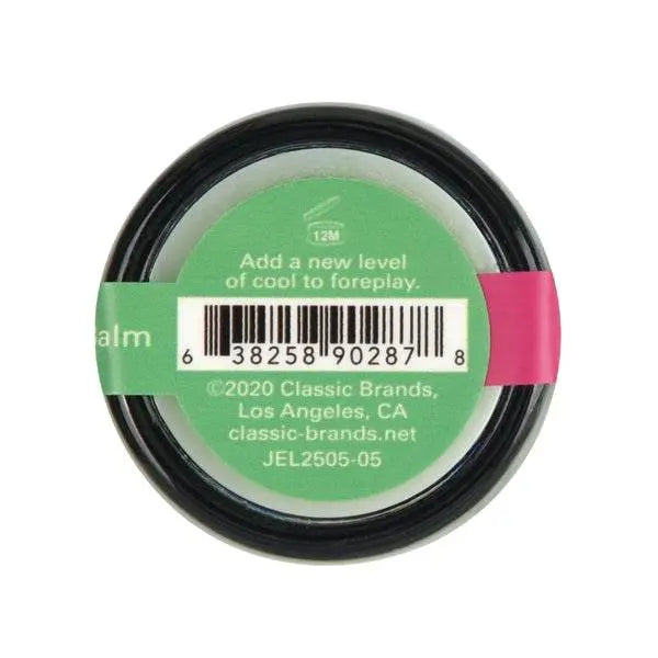 Bottom label of Nipple Nibblers cool tingle balm showing barcode and Classic Brands product info
