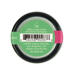 Bottom label of Nipple Nibblers cool tingle balm showing barcode and Classic Brands product info