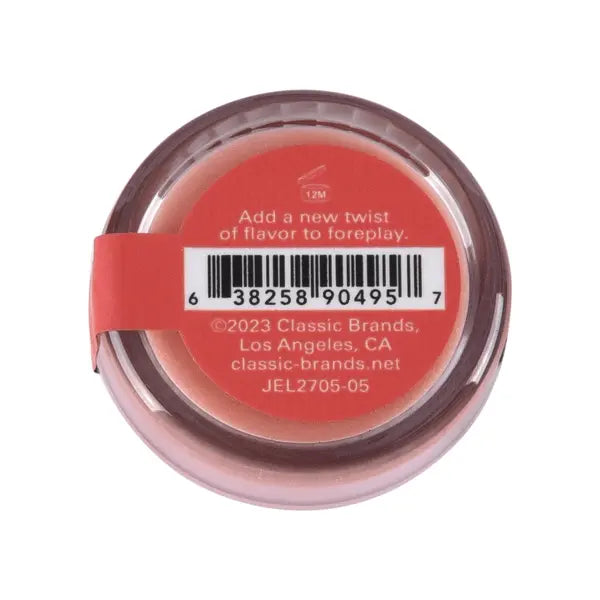 Bottom of Nipple Nibblers jar showing barcode, 12-month symbol, and Classic Brands info