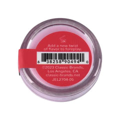 Bottom of Raspberry Mimosa pleasure balm jar showing barcode and Classic Brands label, 2023