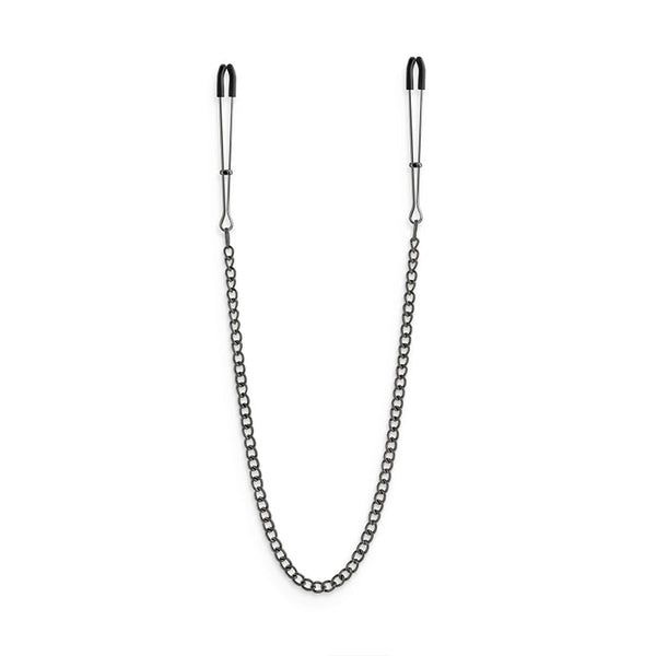 Bound DC3 gunmetal nipple clamps with adjustable tweezer tips and dark curb chain