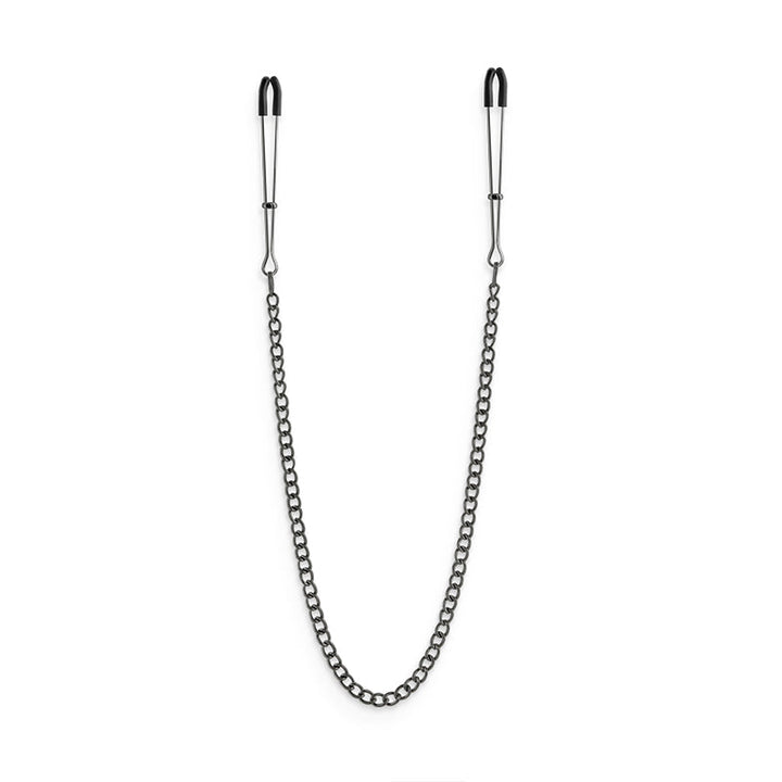Bound DC3 gunmetal nipple clamps with adjustable tweezer tips and dark curb chain