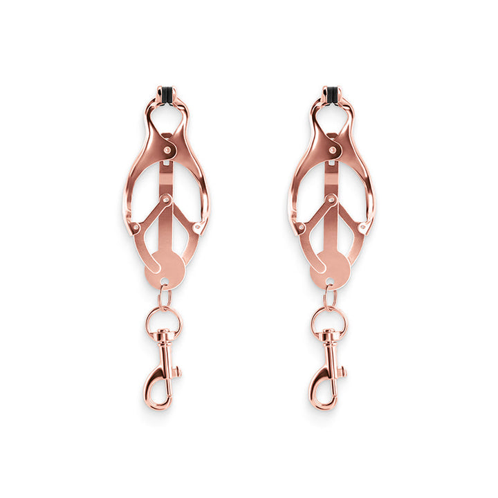 Bound Nipple Clamps C3 in rose gold, pair with clover-style adjustable clamps and bolt snap clasps