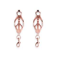 Bound Nipple Clamps C3 in rose gold, pair with clover-style adjustable clamps and bolt snap clasps