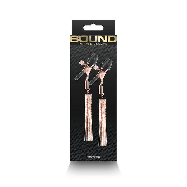 Bound Nipple Clamps D2 by NS Novelties in black retail box with gold foil branding