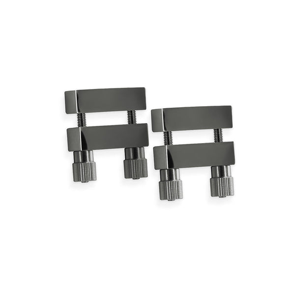 Bound Nipple Clamps V1 in gunmetal, a pair of adjustable screw-style metal clamps