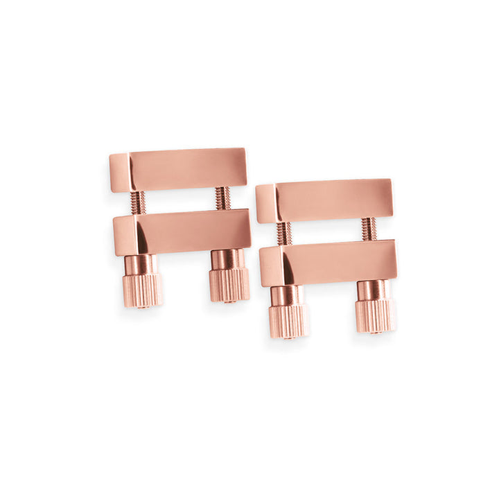 Bound Nipple Clamps V1 in rose gold, showing adjustable screw mechanism and flat bar design