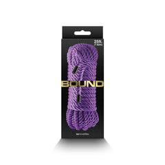 Bound rope by NS Novelties in purple shown in black retail box, 25ft (7.62m) length