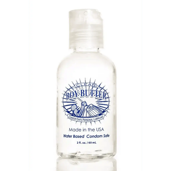 Boy Butter Clear Formula 2 oz squeeze bottle with pump top, water-based personal lubricant