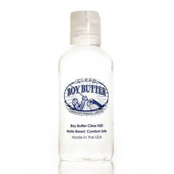 Boy Butter Clear H2O 4 oz squeeze bottle, water-based personal lubricant, made in USA