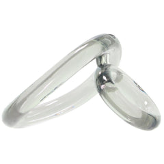 Bullseye clear flexible cock ring shown at a side angle, highlighting its smooth rounded profile